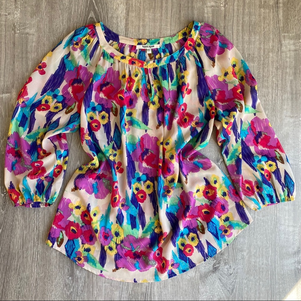 Flowy Boho Daniel Rainn Floral Blouse Large